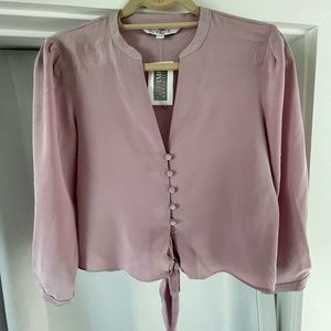 Button Down Silk Cropped Blouse NWT